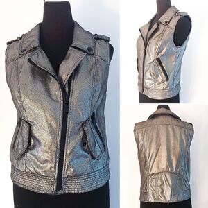 BCBGeneration Silver Metallic Moto Vest